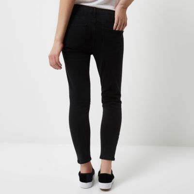 Petite black ripped Molly jeggings